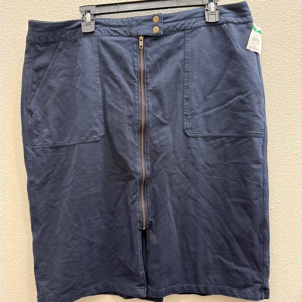 Caslon Skirt Size XL Blue Front-Zip Pencil Skirt New